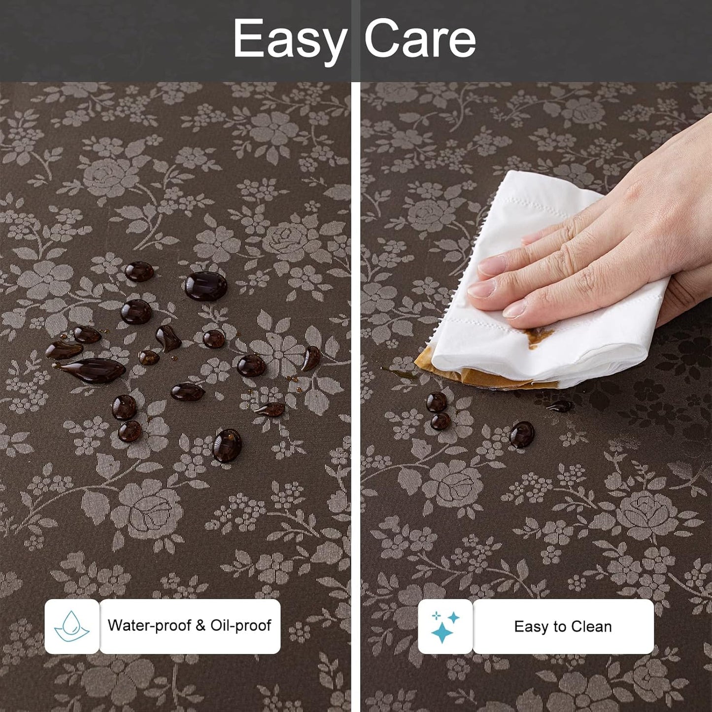 Smiry Square Table Cloth, Waterproof Heavy Duty Vinyl Tablecloths, Wipeable Washable Table Cover for Kitchen and Dining Room (Coffee, 54" X 54")