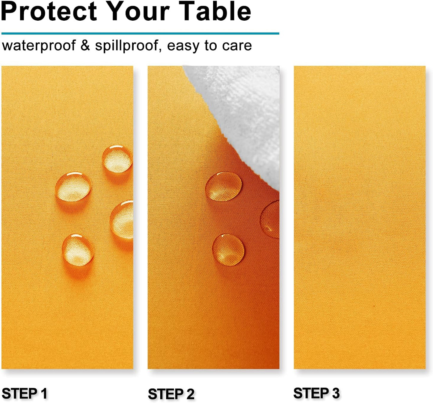 Hiasan Orange Yellow Rectangle Tablecloth - Waterproof Washable Fabric Table Cloth for Dining Party and Outdoor Use, 60 x 140 Inch