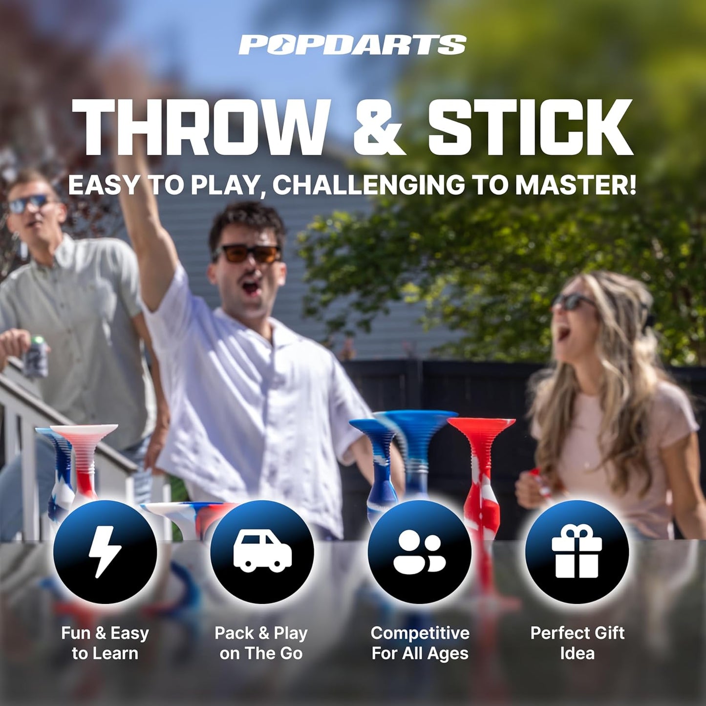 Popdarts PRO Pack Game Set (Silver & Gold) - Indoor, Outdoor Suction Cup Throwing Game - Competition with a POP…