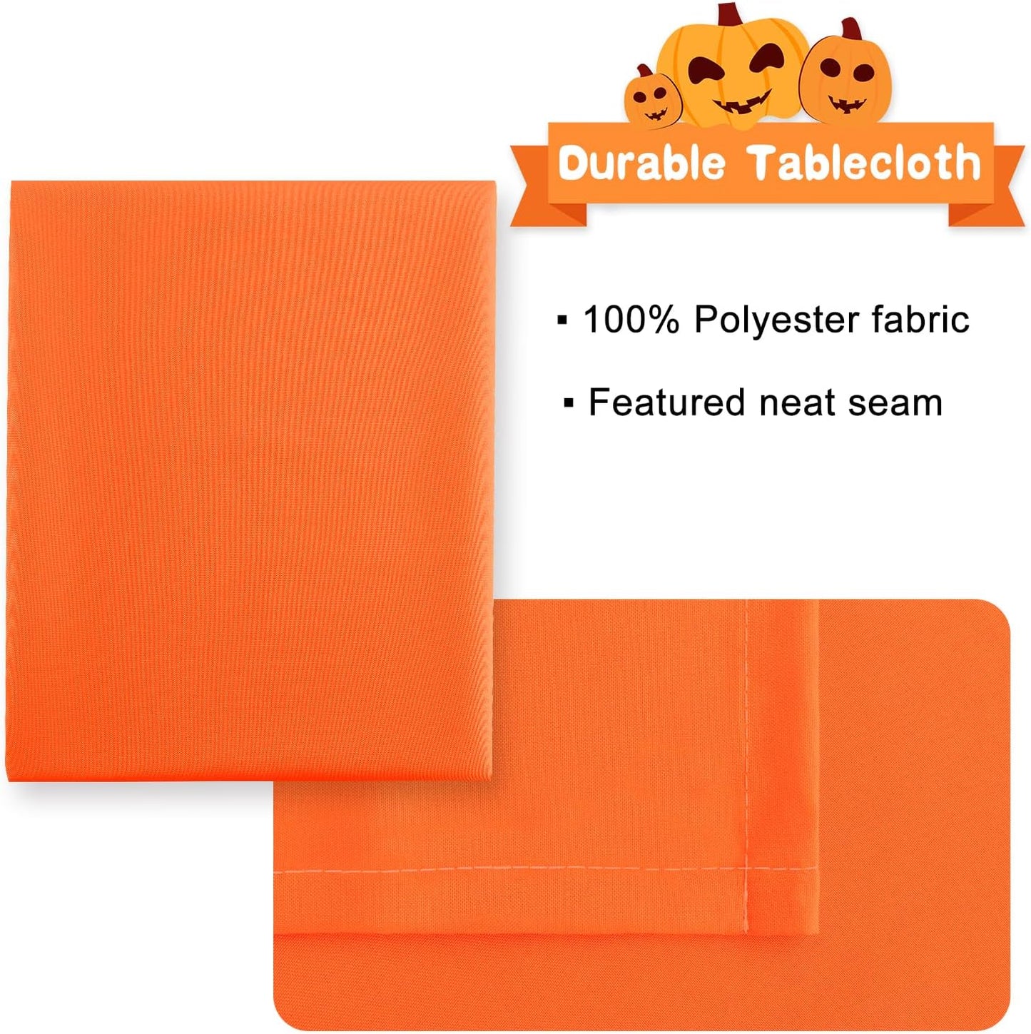 Hiasan Pumpkin Orange Rectangle Tablecloth - Waterproof Washable Polyester Fabric Table Cloth for Buffect Dining Birthday Party Wedding, 54 x 80 Inch