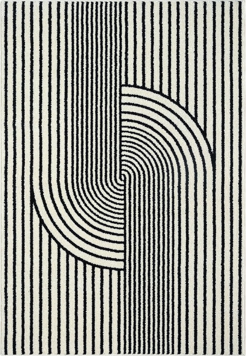 Abani Nuevo Collection Area Rug - Mid-Century Black and White Arch Knot Design - 2' x 3' - for Living Room, Bedroom & Office