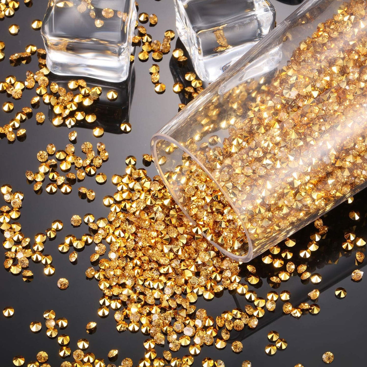 10000 Clear Wedding Table Scatter Confetti Crystals Acrylic Diamonds Rhinestones for Table Centerpiece Decorations Wedding Decorations Bridal Shower Decorations Vase Beads (Gold, 4 MM)