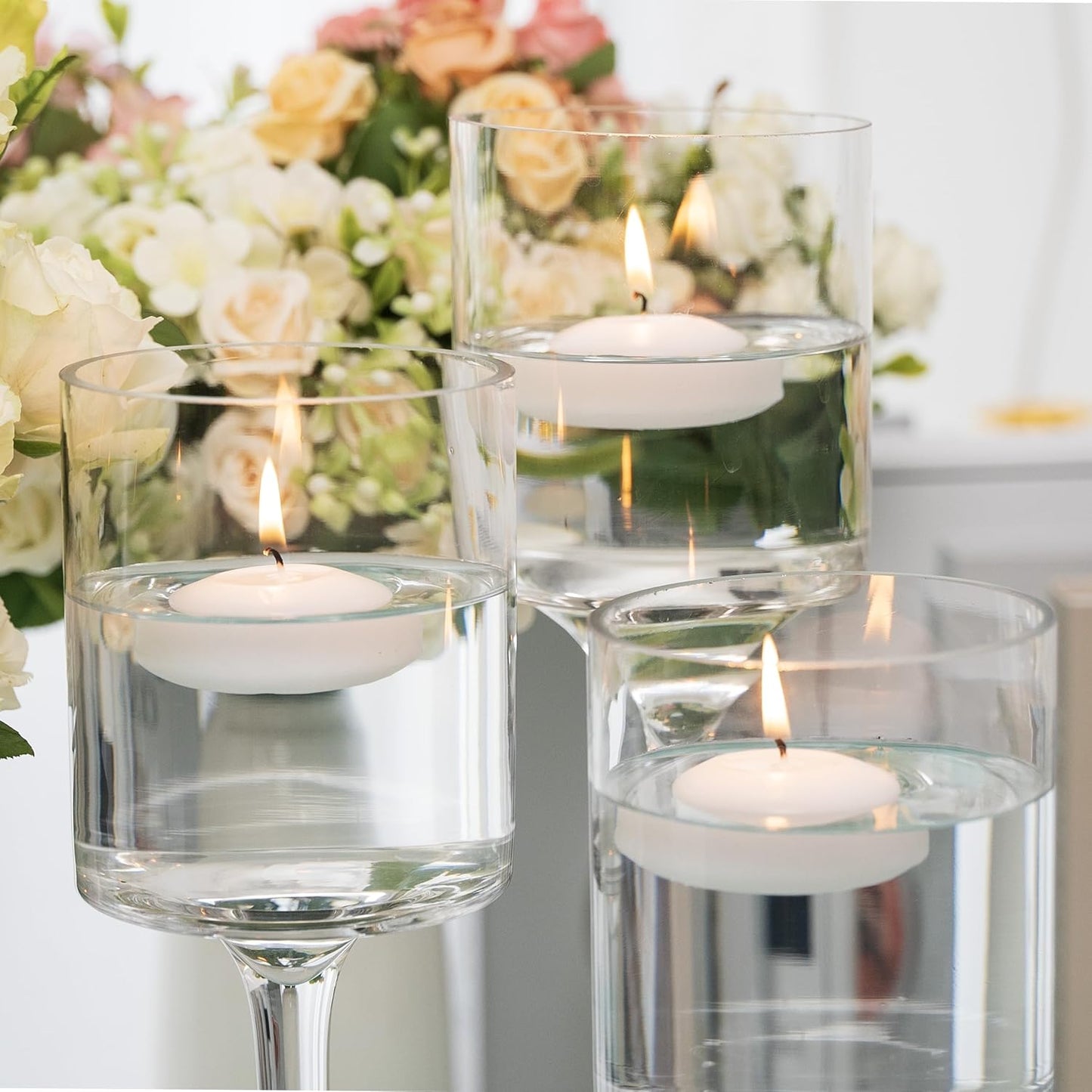 Aignis 12pcs Floating Discs Wax Candles, Burning Time 4+ Hours, 2 Inch Unscented Dripless, White Set for Wedding/Birthday/Celebration/Party/Holiday/Home Décor