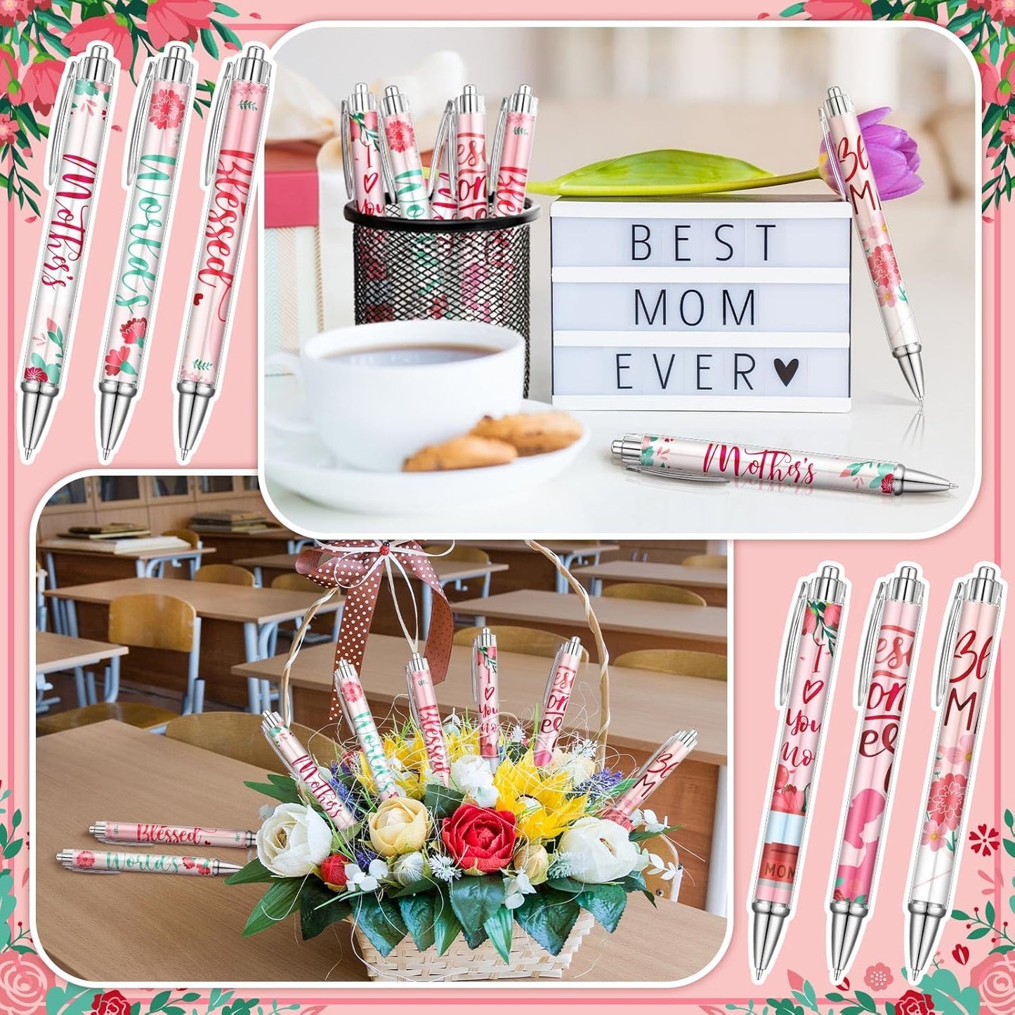 24 Pcs Christmas Appreciation Gifts Pen for Mom Mothers Christmas Stocking Stuffers Xmas Party Favors Cute Pen Thank You Gift Ideas for Women Birthday Journaling Accessories Office Souvenir