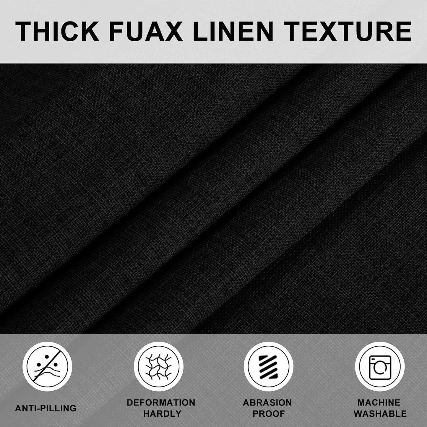Hiasan Round Linen Tablecloth 70 Inch - Wrinkle and Stain Resistant Washable Polyester Fabric Table Cloth for Dining Room Kitchen Party, Black
