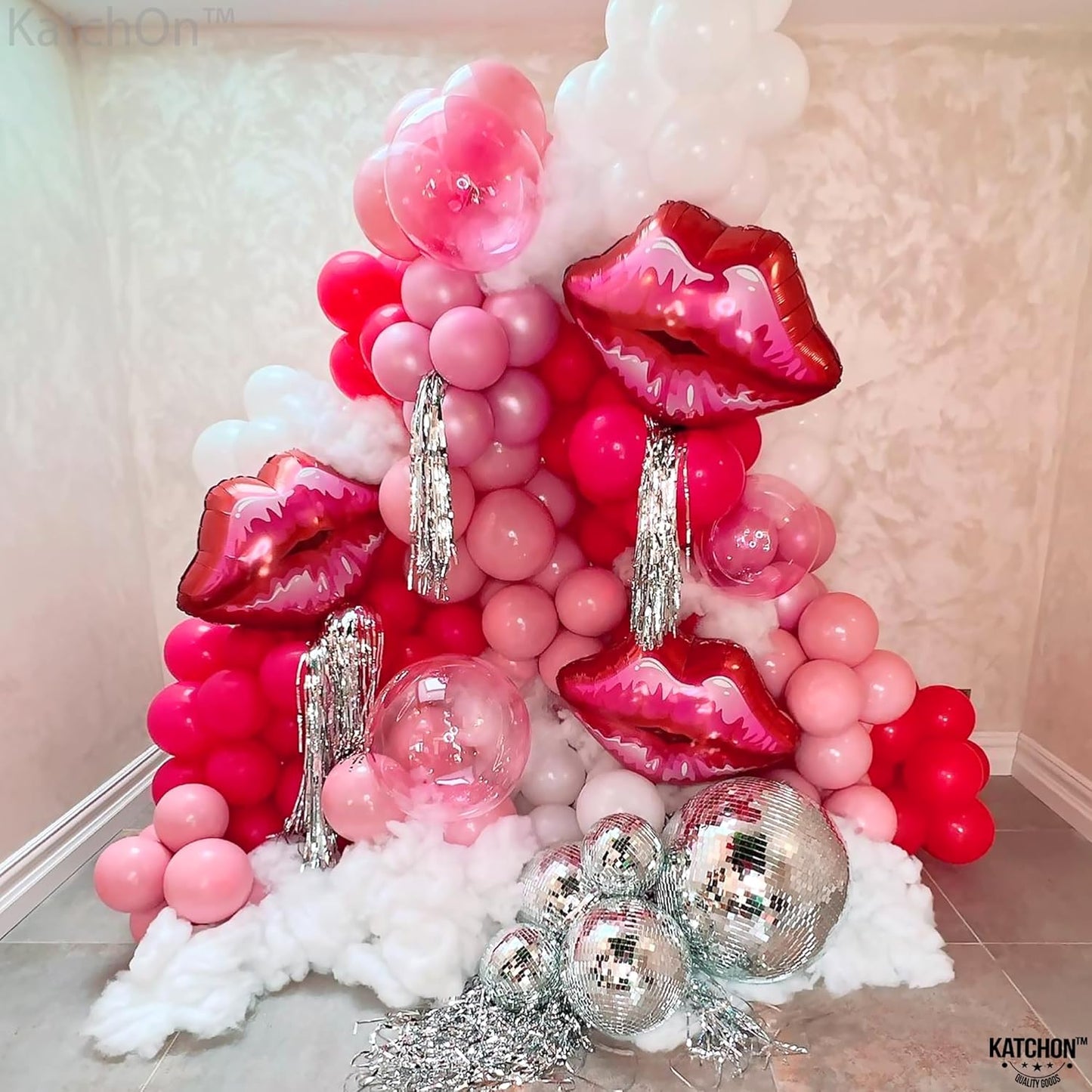 KatchOn, Huge Red Lip Foil Balloon - 30 Inch, Pack of 4 | Cute Kiss Balloons for Lips Balloon Decorations | Valentines Balloons | Galentines Day Decorations
