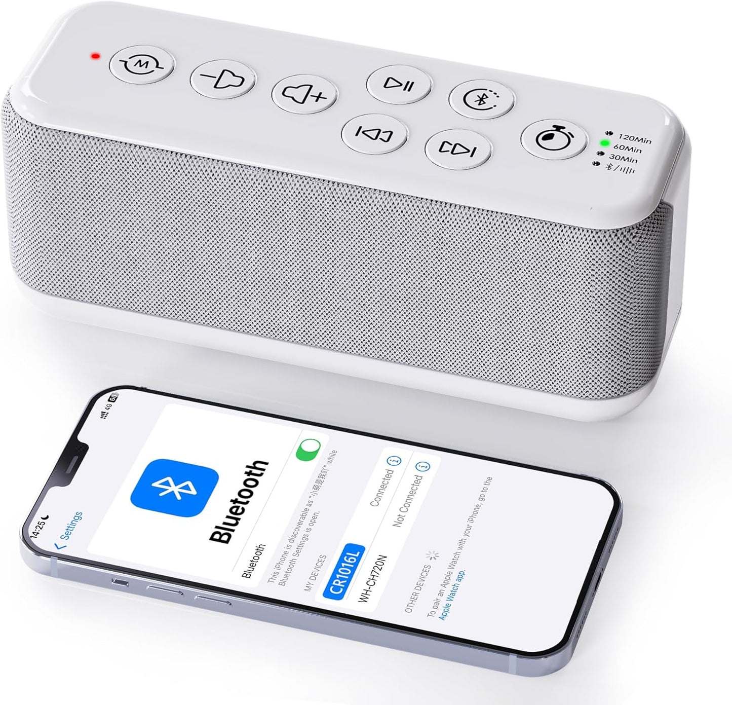 OnLyee White Noise Sound Machine with Bluetooth Speaker, 15 Soothing Sounds, Office Privacy & Noise Canceling, 3000mAh Rechargeable Battery, Auto-Off Timer & 8-Level Volume– Ideal for Baby