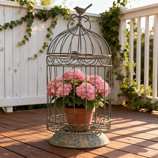 Rustic Farmhouse Metal Planter Holder Vintage Birdcage Distressed Deractive Plants Stand for Wedding Decor Party Centerpieces Garden Home Patio Outdoor Indoor Decor