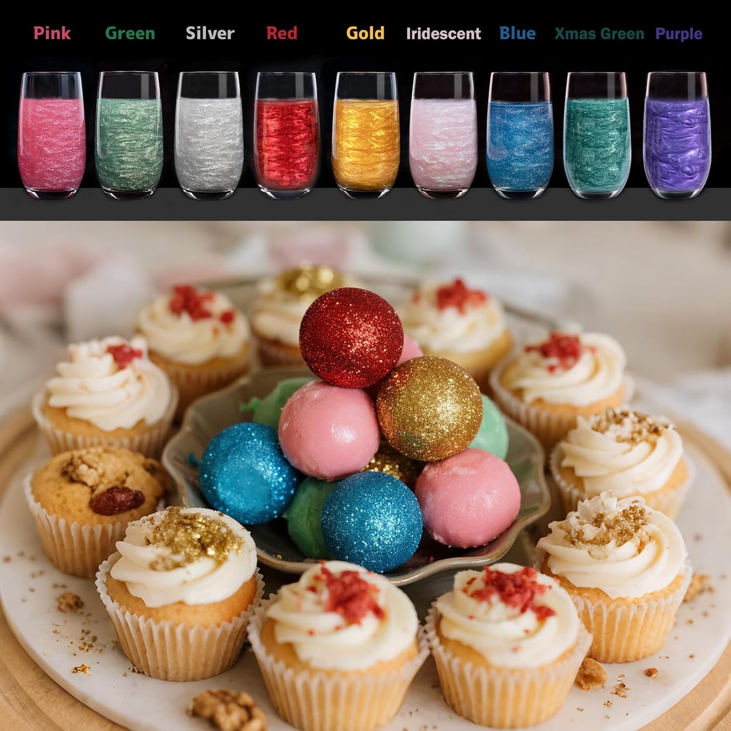 Twisweet Red Edible Glitter for Drinks, Food Grade 10g Sparkling Sprinkles Cake Decorating Supplies, Edible Luster Dust for Cocktail Beverages, Food Coloring Shimmer Powder for Cupcakes Cookies Cake Decorations
