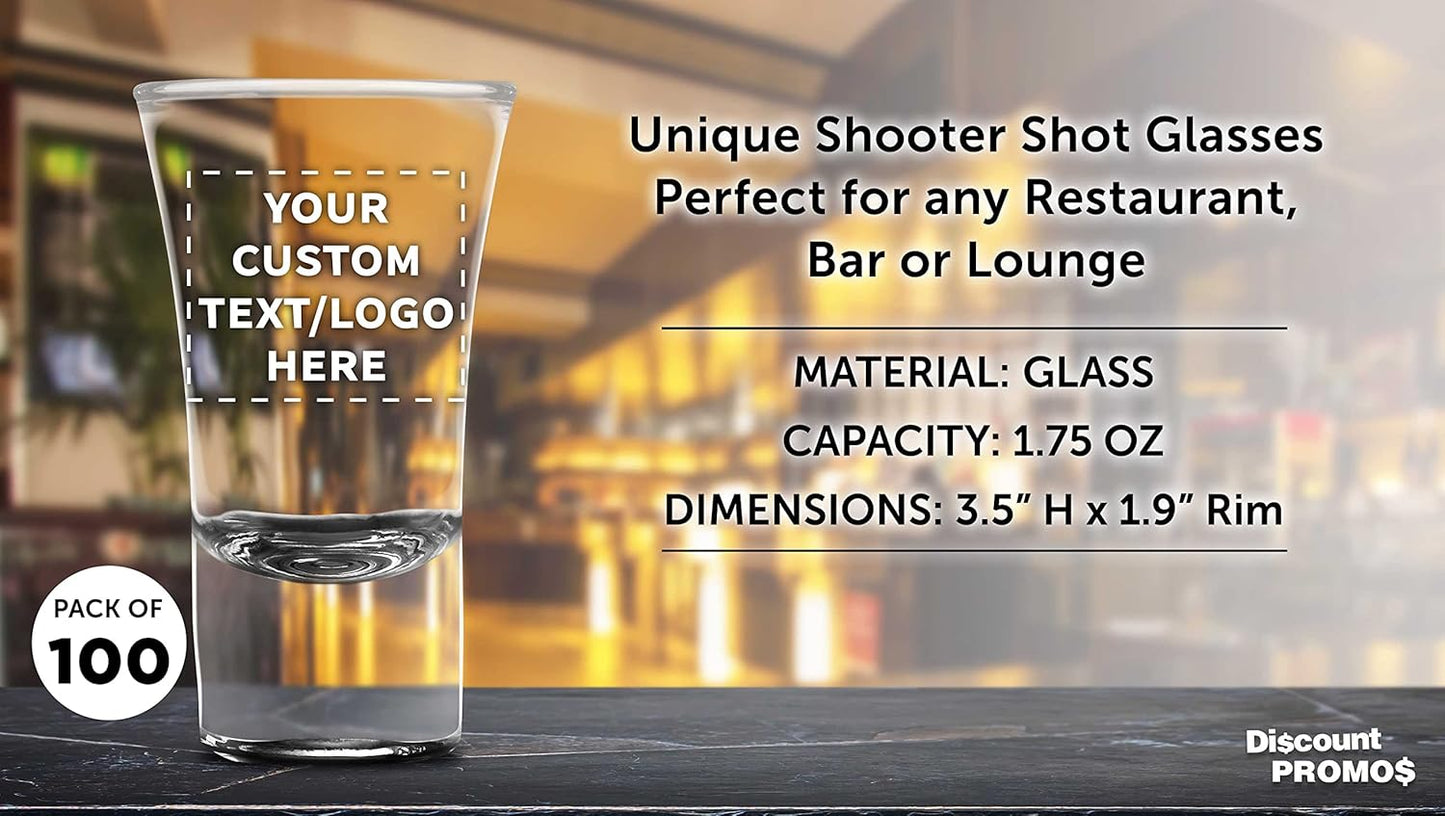 Custom 2 oz. Lord Shooter Etched Shot Glasses, 100 pack, Personalized Text, Logo, 21st Birthday Party, Lounge Glassware, Black