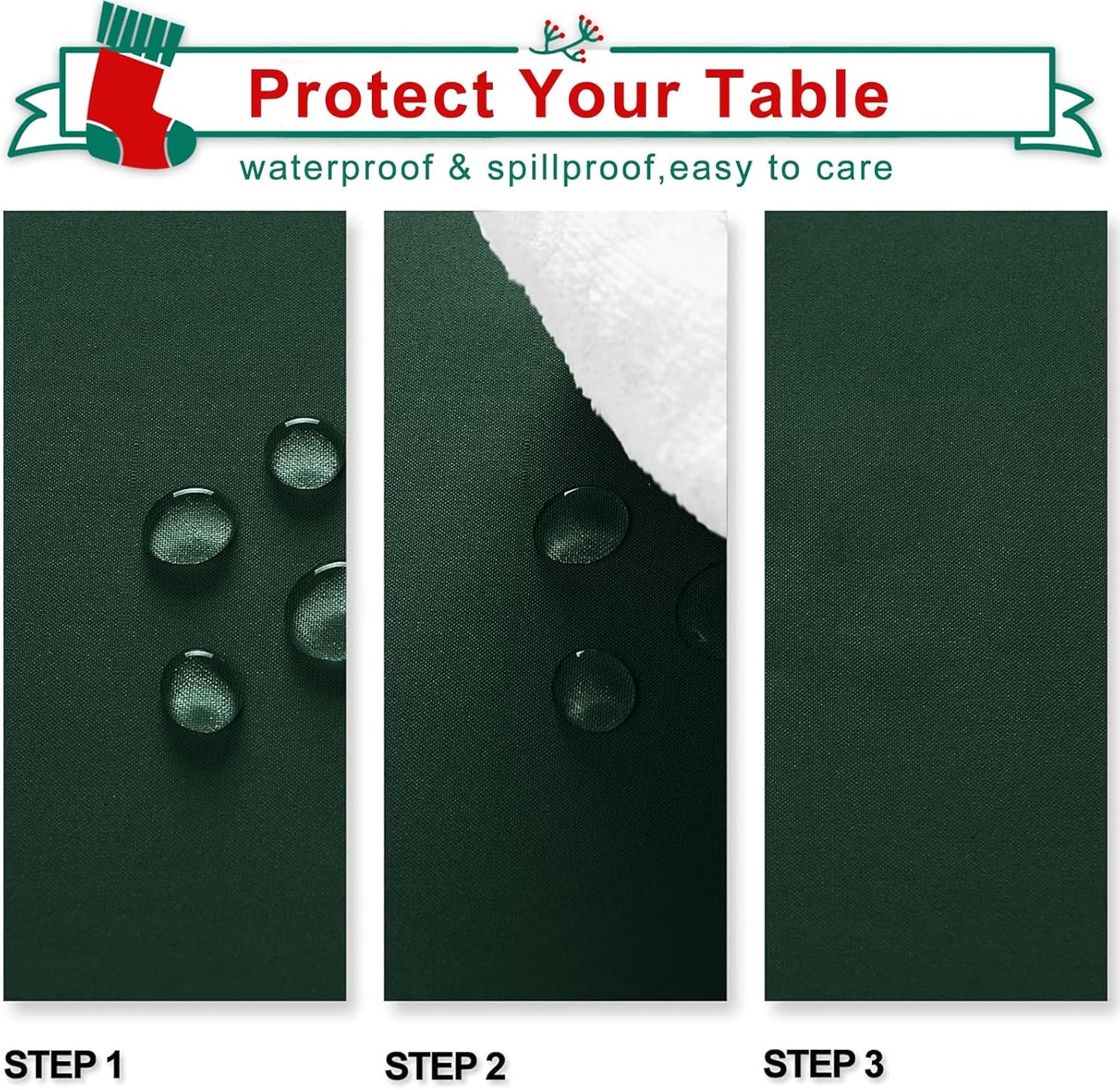 Hiasan Tablecloth for Rectangle Tables -Waterproof Spillproof & Wrinkle Resistant Washable Polyester Table Cloth for Dining/Party/Outdoor Picnic, Hunter Green, 70 x 140 inch