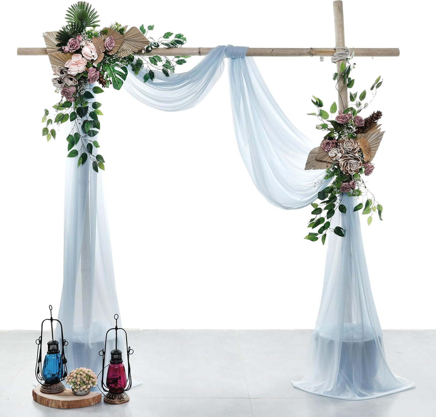 VDS Pack of 1 Panel (30 Inch X 100 Feet) Wedding Arch Draping Fabric Sheer Chiffon Fabric Drapery for Wedding Ceremony Reception Swag Backdrop Canopy Chuppah ARBO Altars Decoration (Baby Blue)