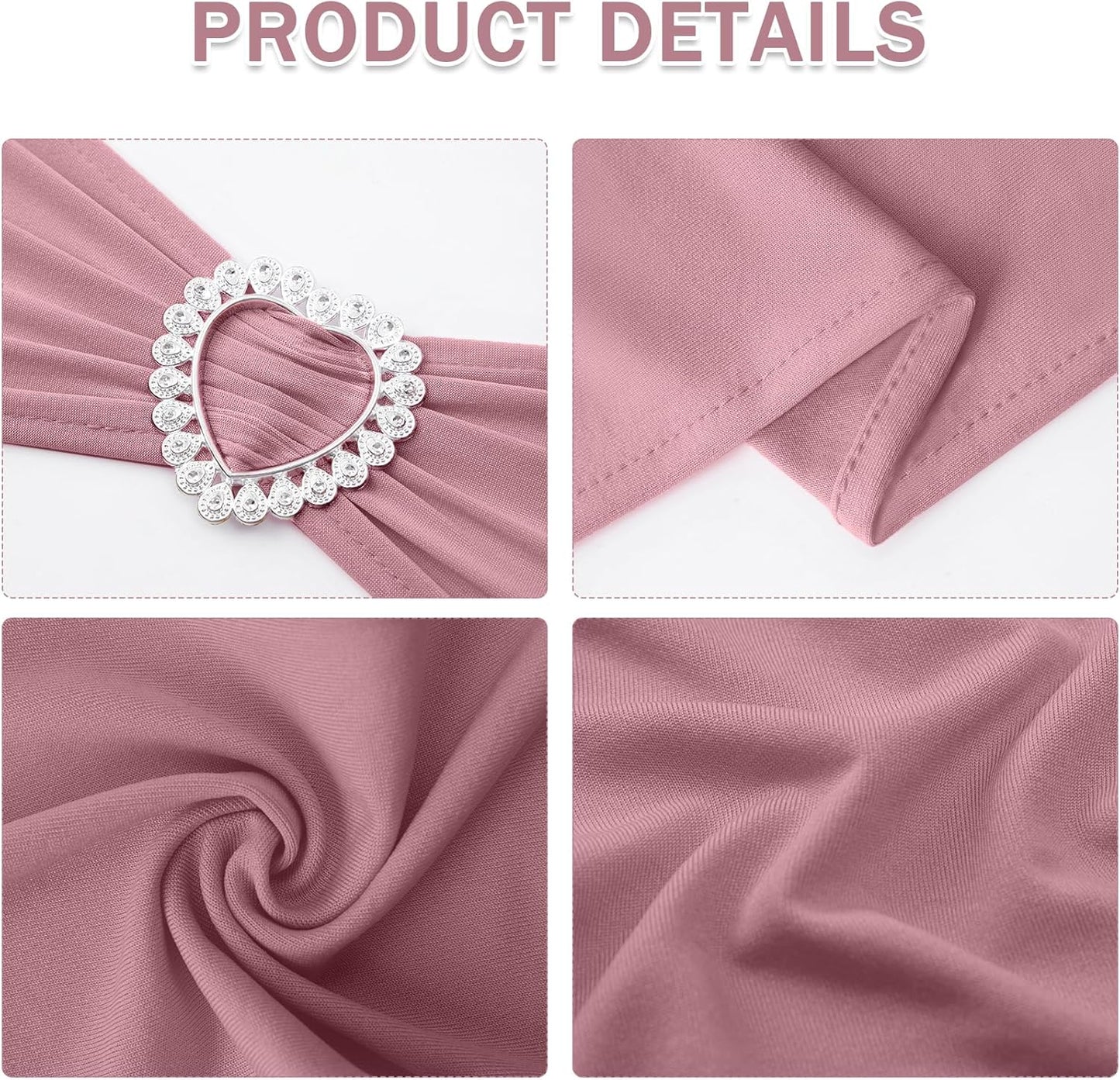Howhic Pack of 120 Spandex Chair Sashes Bows Stretch Chair Cover Band with Buckle Slider Universal Elastic Chair Ties for Wedding Banquet Party Event Decoration (Dusty Pink)