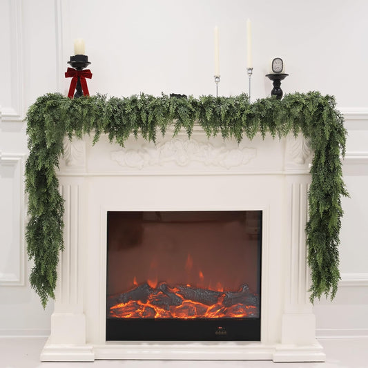 Artificial Cedar Garland for Christmas Decoration - Realistic Winter Greenery Garland for Mantel, Fireplace, Table, Door, Holiday Indoor Outdoor Decor 5FT