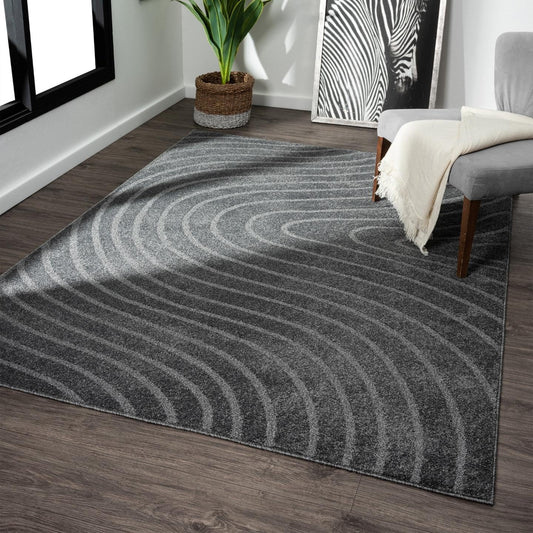 LUXE WEAVERS Modern Geometric Wave Anthracite 5x7 Area Rug