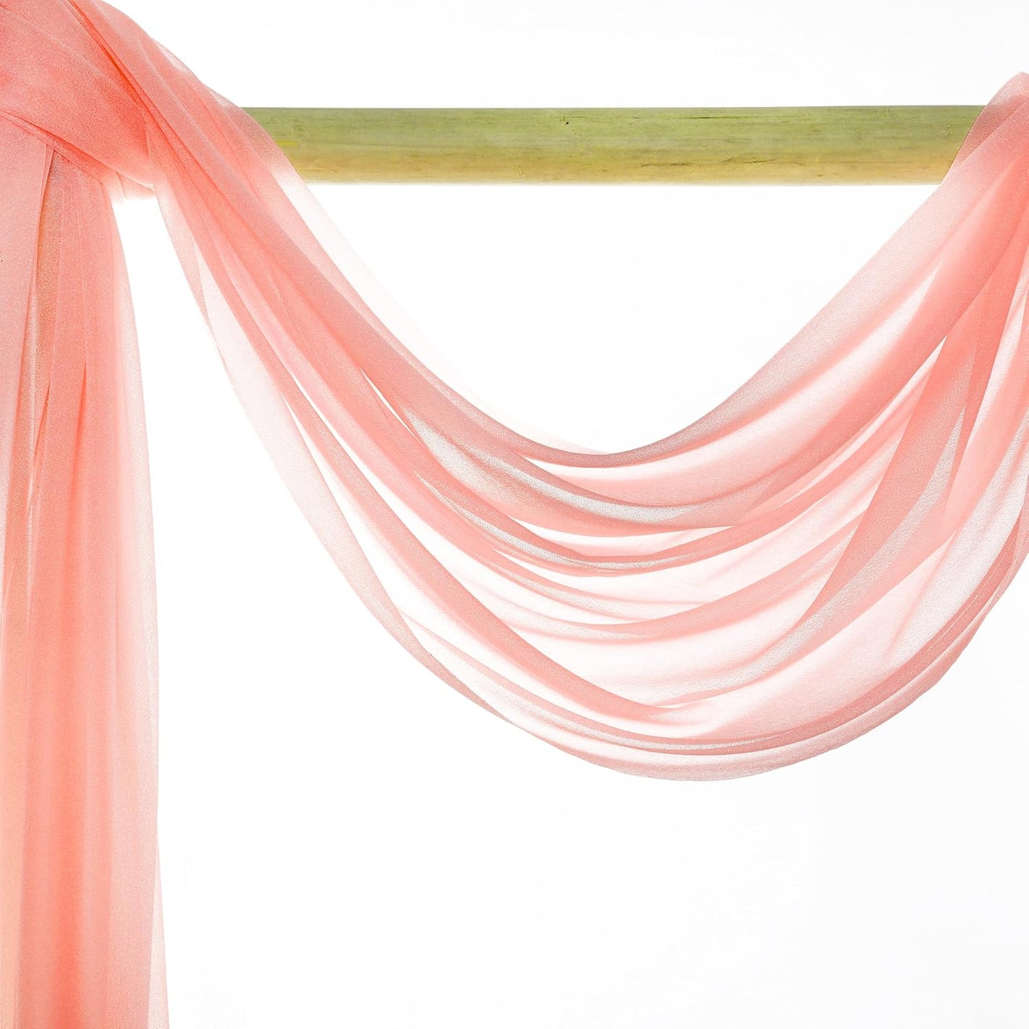 VDS Pack of 1 Panel (30 Inch X 50 Feet) Wedding Arch Draping Fabric Sheer Chiffon Fabric Drapery for Wedding Ceremony Reception Swag Backdrop Canopy Chuppah ARBO Altars Decoration (Peach)