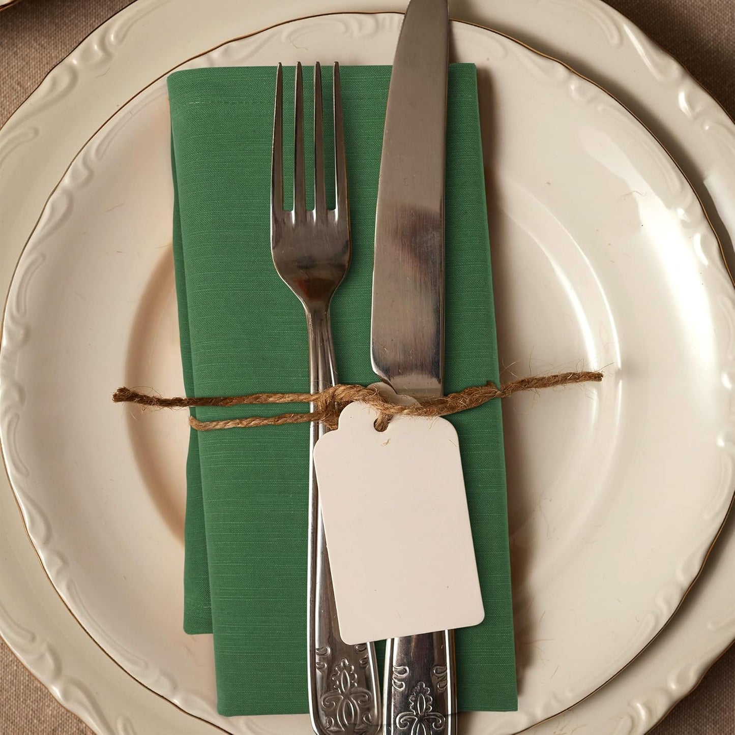 Urban Villa Easter Cloth Napkins 100% Cotton Slub Absorbent Dinner Napkins (Set of 12) Oversized 20x20 Inches Solid Green Color Soft Durable Reusable Washable Ideal for Everyday Use Wedding Parties