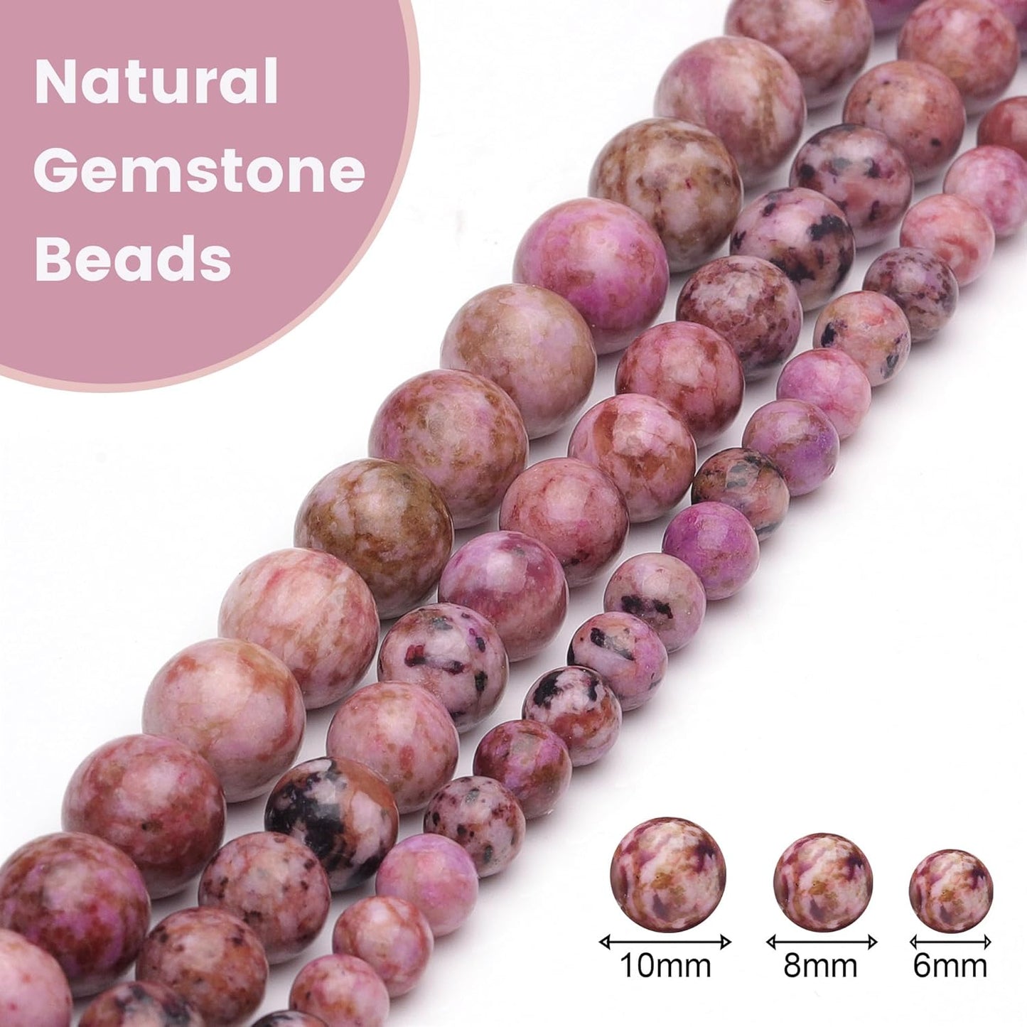 10mm Natural Stone Beads for Jewelry Making,Pink Imperial Turquoise Polished Smooth Round Gemstone Beads for Bracelet Necklace 15 Inch