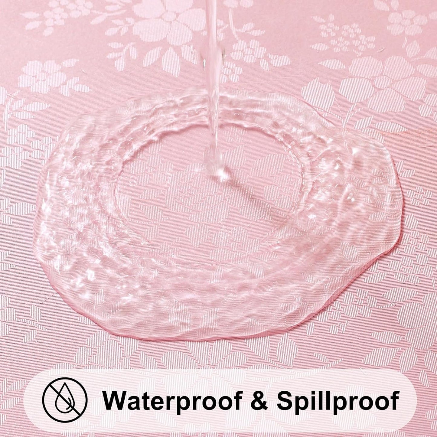 Smiry Rectangle Table Cloth, Waterproof Heavy Duty Vinyl Tablecloths, Wipeable Washable Table Cover for Kitchen and Dining Room (Pink, 60" Round)