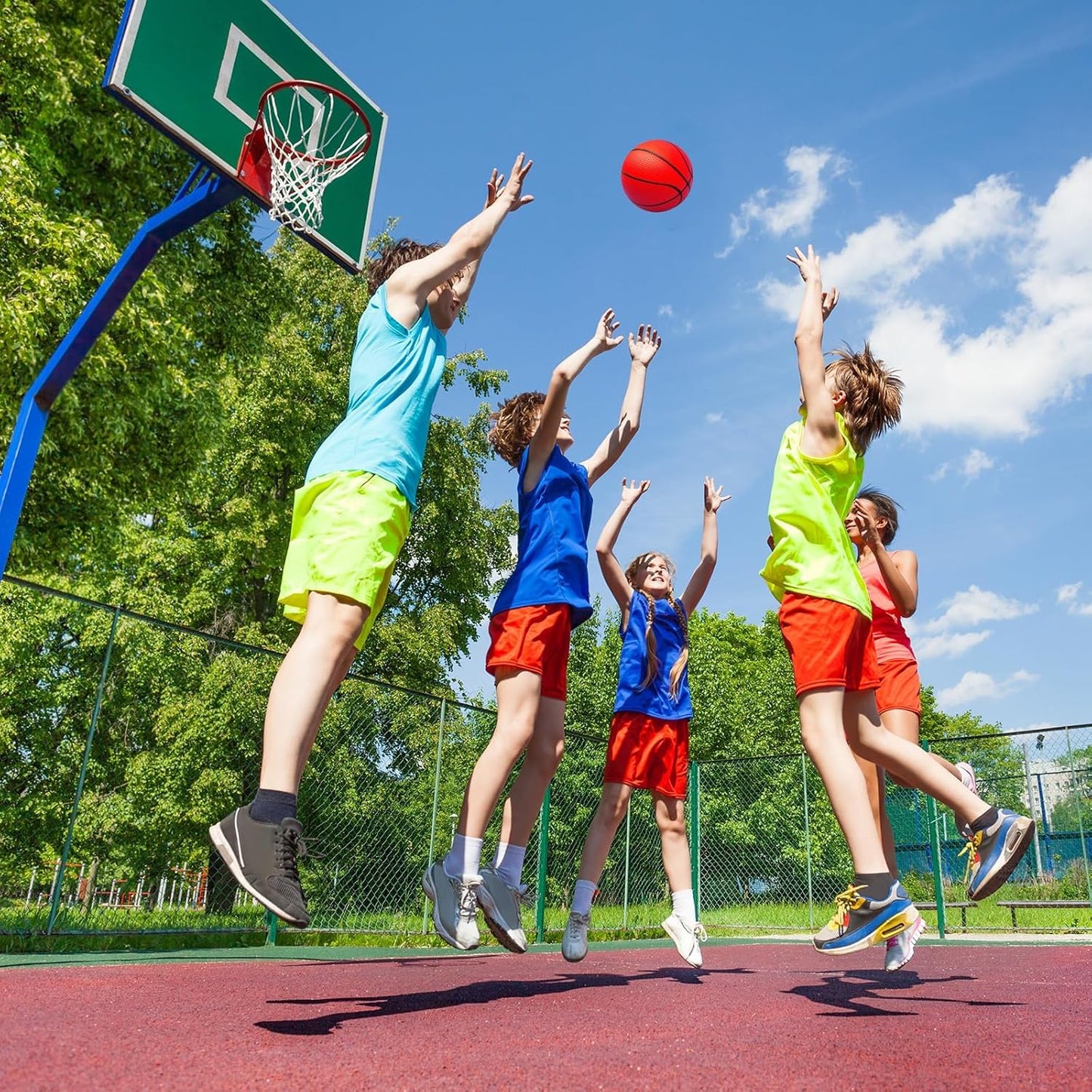 42Pcs 5" Mini Basketball Balls Bulk Small Basketball Set, PVC Small Basketball for Over The Door Basketball Hoop Games Party Favors Indoor Outdoor Play Adults Kids Pool Beach Colorful