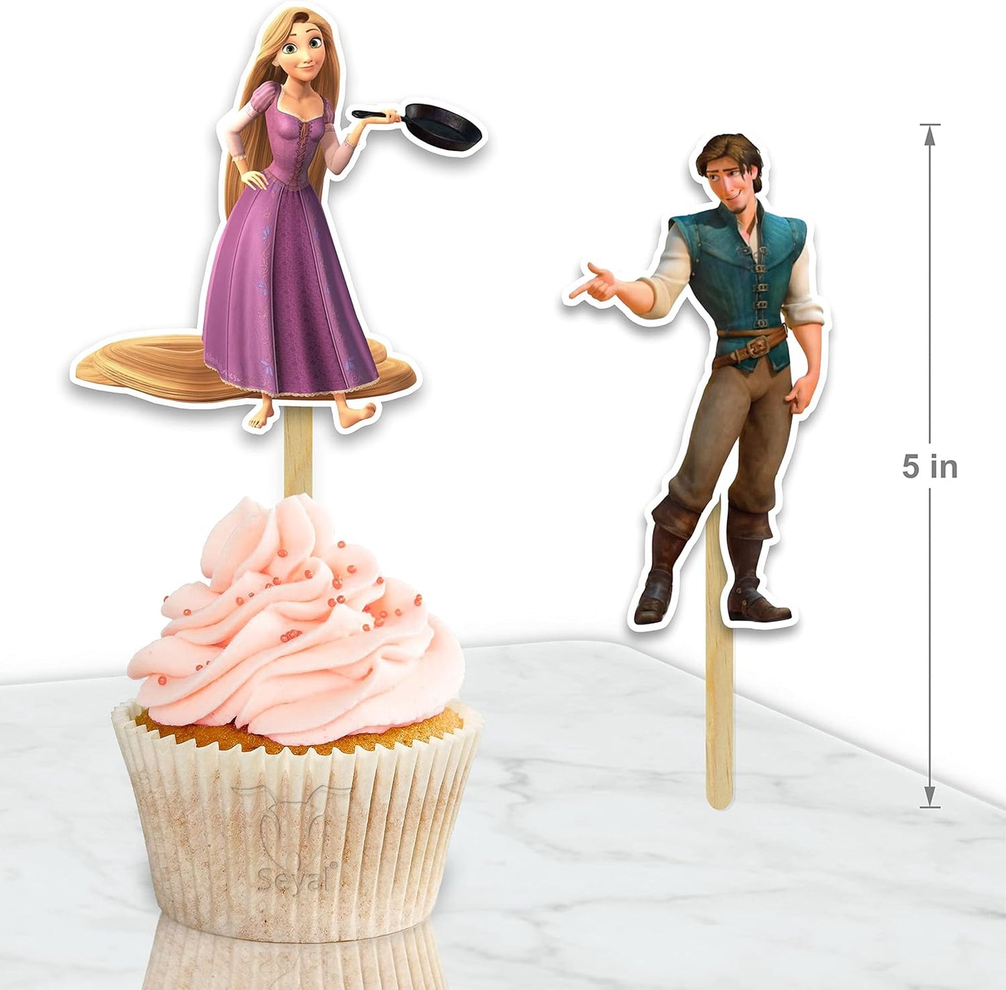 "Rapunzl Cupcake Toppers – Princess Fairy Tale Theme Birthday Party Supplies – Magical Cupcake Decoration Picks for Birthday Parties, Tea Parties, and Fairy Tale Themed Celebrations"