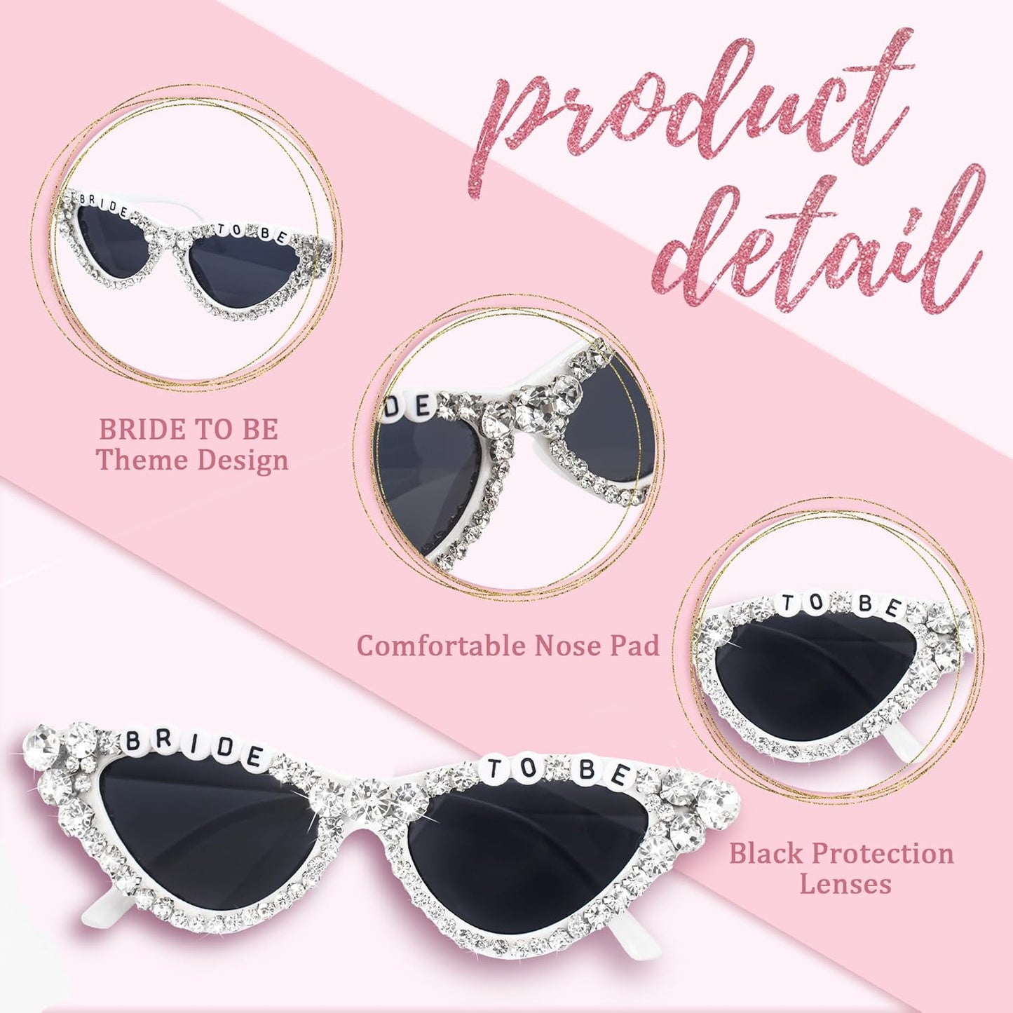 Bride Sunglasses for Bachelorette White Heart Glasses for Bride to Be Gift, Bachelorette Accessories Party Favors