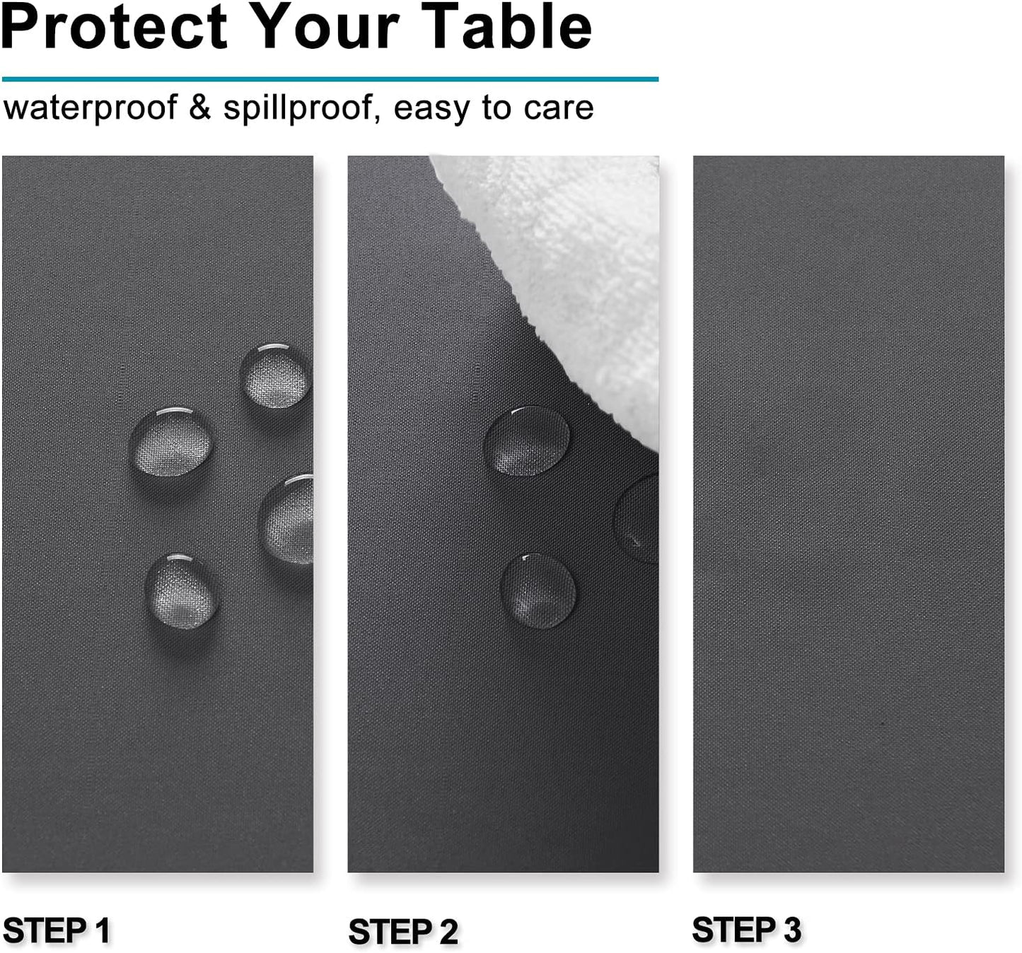 Hiasan Gray Rectangle Tablecloth - Waterproof Spillproof and Wrinkle Resistant Washable Polyester Table Cloth for Dining Party, 90 x 90 inch