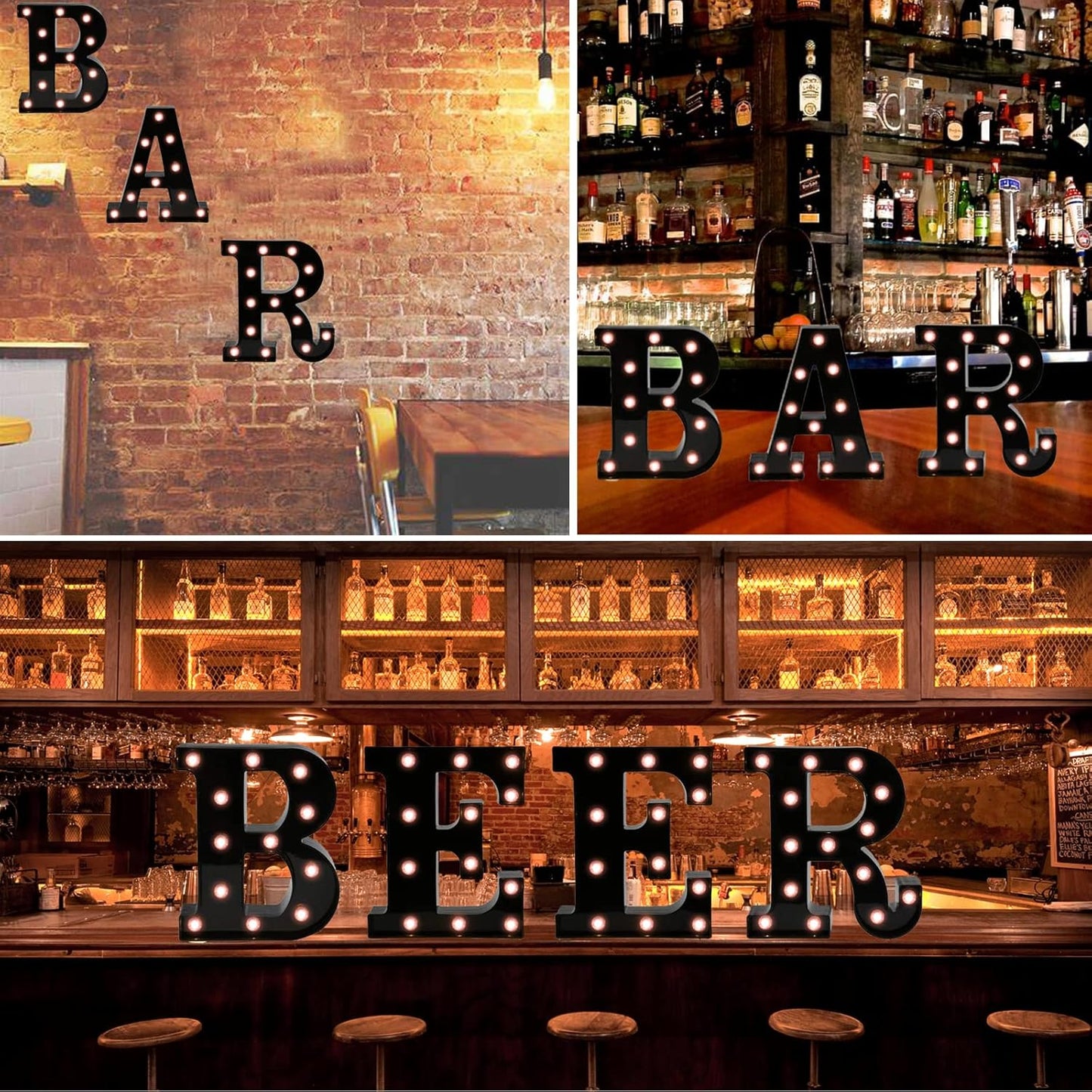 Light Up Black Alphabet Marquee Letters Sign LED Marquee Number Lights Sign for Night Light Home Bar Christmas Lamp Birthday Party Wedding Decoration O