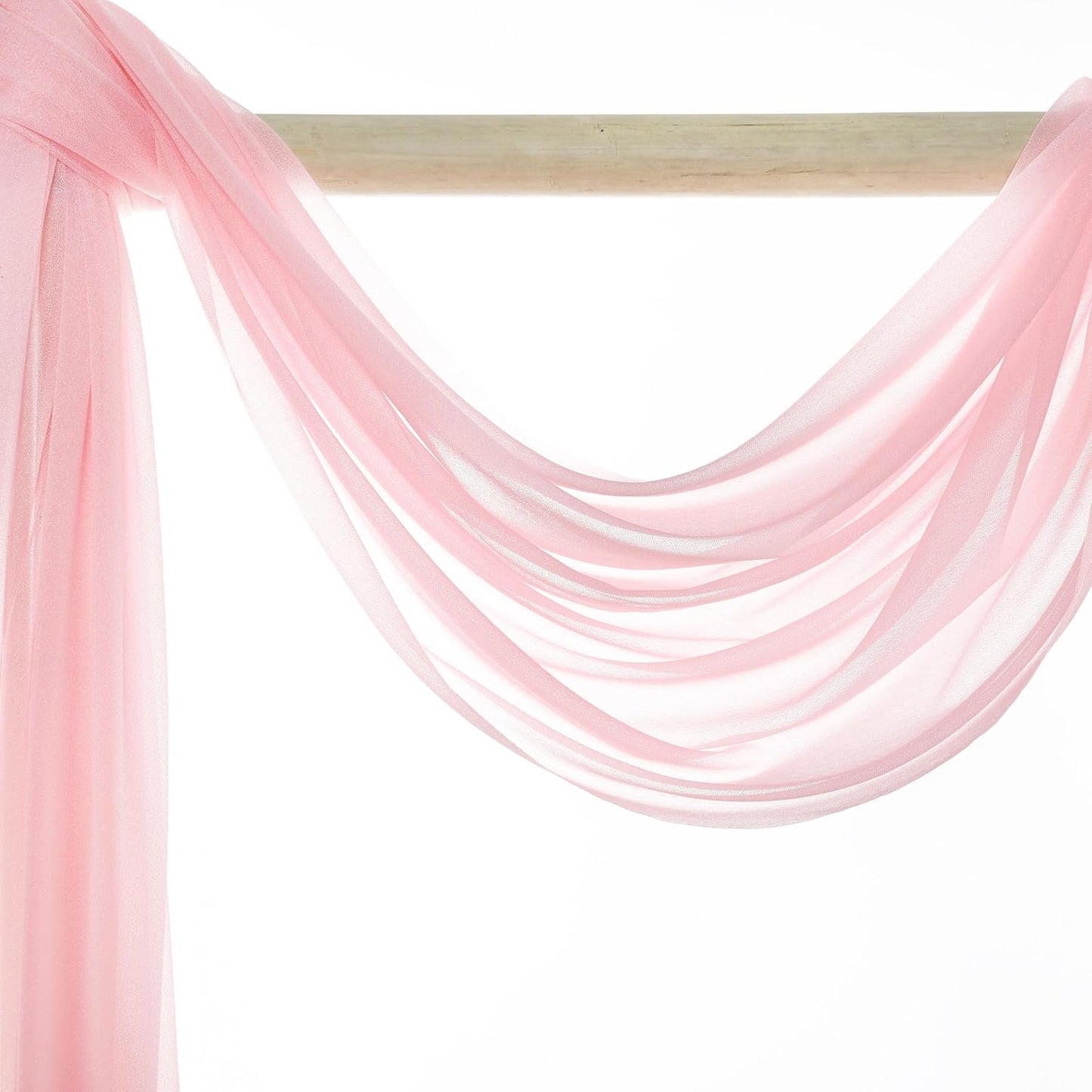 VDS Pack of 2 Panel (30 Inch X 20 Feet) Wedding Arch Draping Fabric Sheer Chiffon Fabric Drapery for Wedding Ceremony Reception Swag Backdrop Canopy Chuppah ARBO Altars Decoration (Blush Pink)