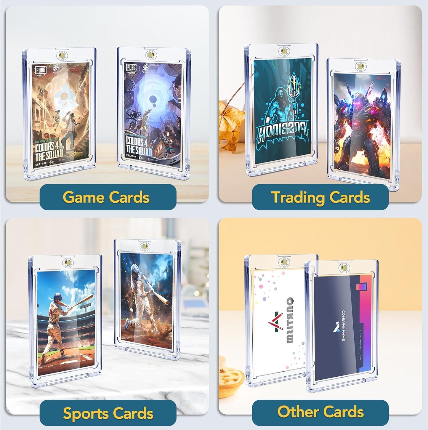 100ct Magnetic Card Holders, Magnetic 35pt One Touch Card Holders, U-V Protection Hard Plastic Display Case for Trading, Sports, Baseball, Football, Game Cards