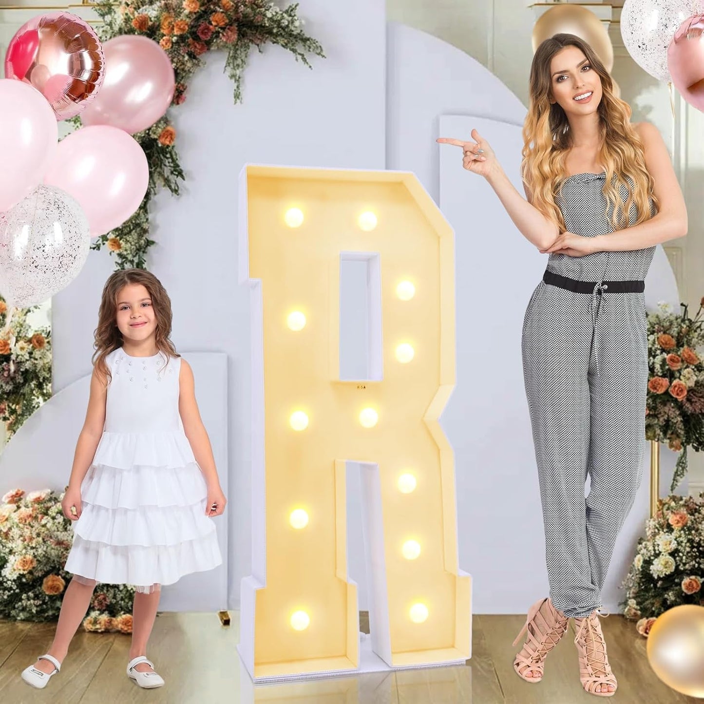 4ft Marquee for Letters R, Large Light up Letters 4ft, Multifunctional Large Marquee for Letters 4 Feet Tall for Party Decorations, Letter Balloons, Wedding Decor, Proposal Decorations (Letters R)