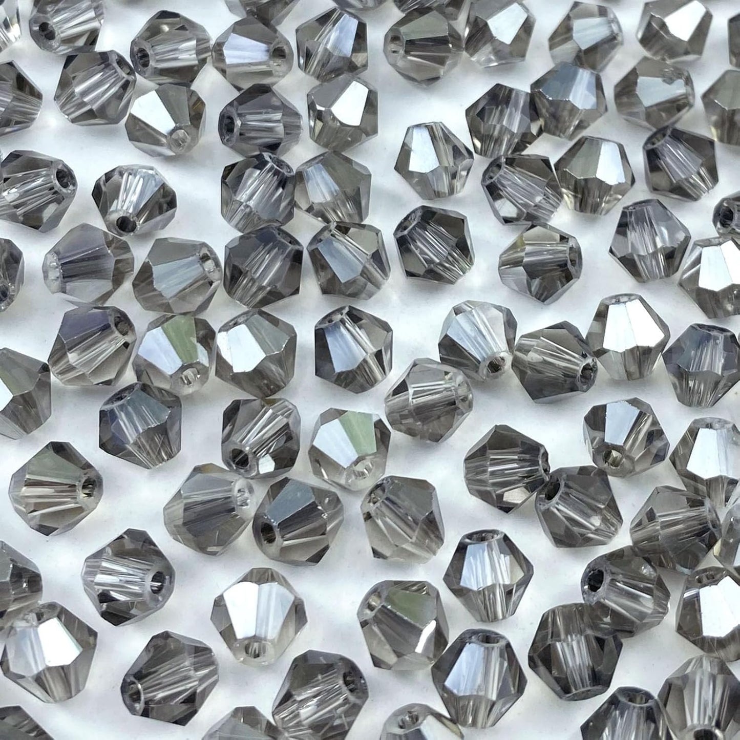 250pcs 6mm Bicone Crystal Glass Beads Loose Spacer Beads Faceted Craft Beads for Jewelry Making DIY Necklace Bracelet Earring Wind Chimes Suncatchers Ornamen(Transparent Gray)