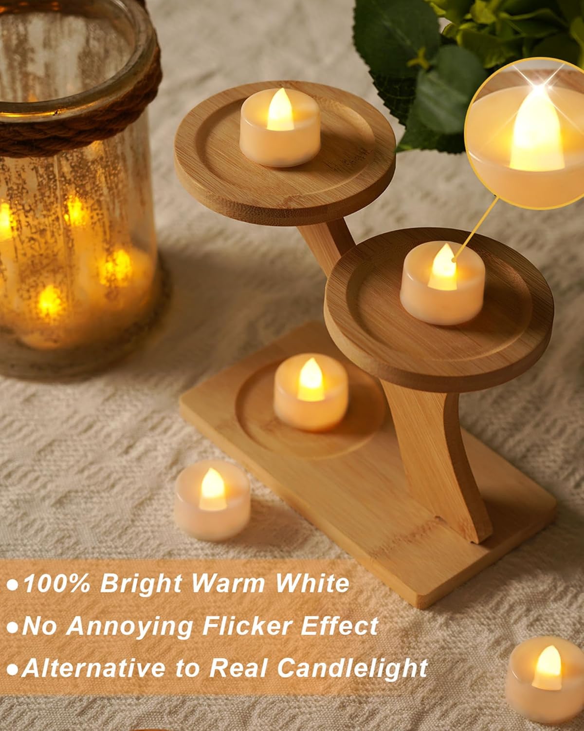 BEICHI Flameless Candles, 50Pack Battery Operated Candle, LED Tea Lights Candles Battery Operated, Flickering Fake Votives for Wedding Halloween Christmas Diwali- Warm White