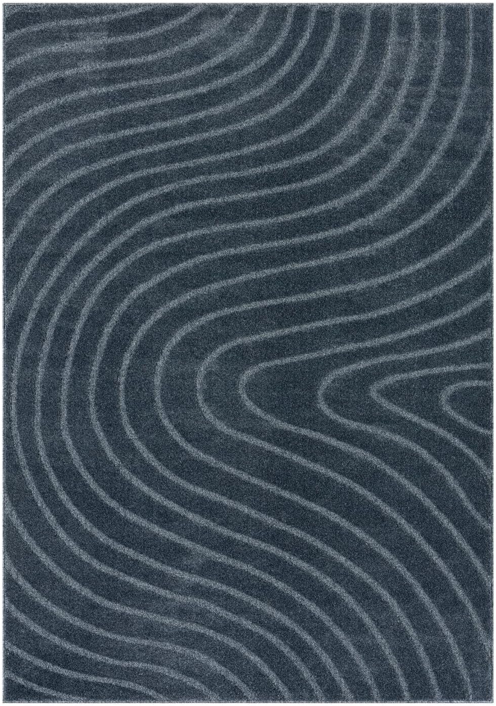 LUXE WEAVERS Modern Geometric Wave Blue 2x3 Area Rug