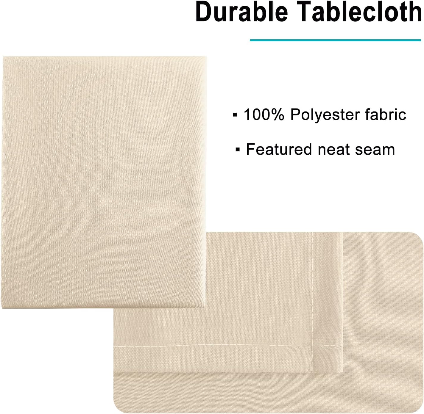 Hiasan Small Tablecloth for Square Tables - Waterproof and Spillproof Washable Fabric Table Cloth for Dining Room Kitchen Party (Beige, 40 x 40 Inch)