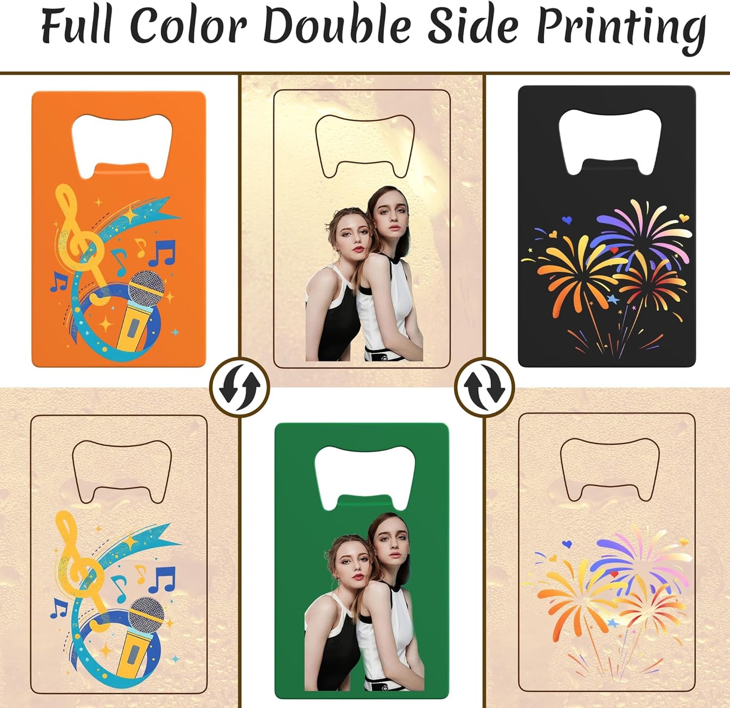 4-100 Pcs Personalized Bottle Opener, Custom Stainless Steel Credit Card Bottle Opener, Full Color Print for 6 Color, Design Your Text Logo for Bar, Wedding, Anniversaries, Party (Blue)