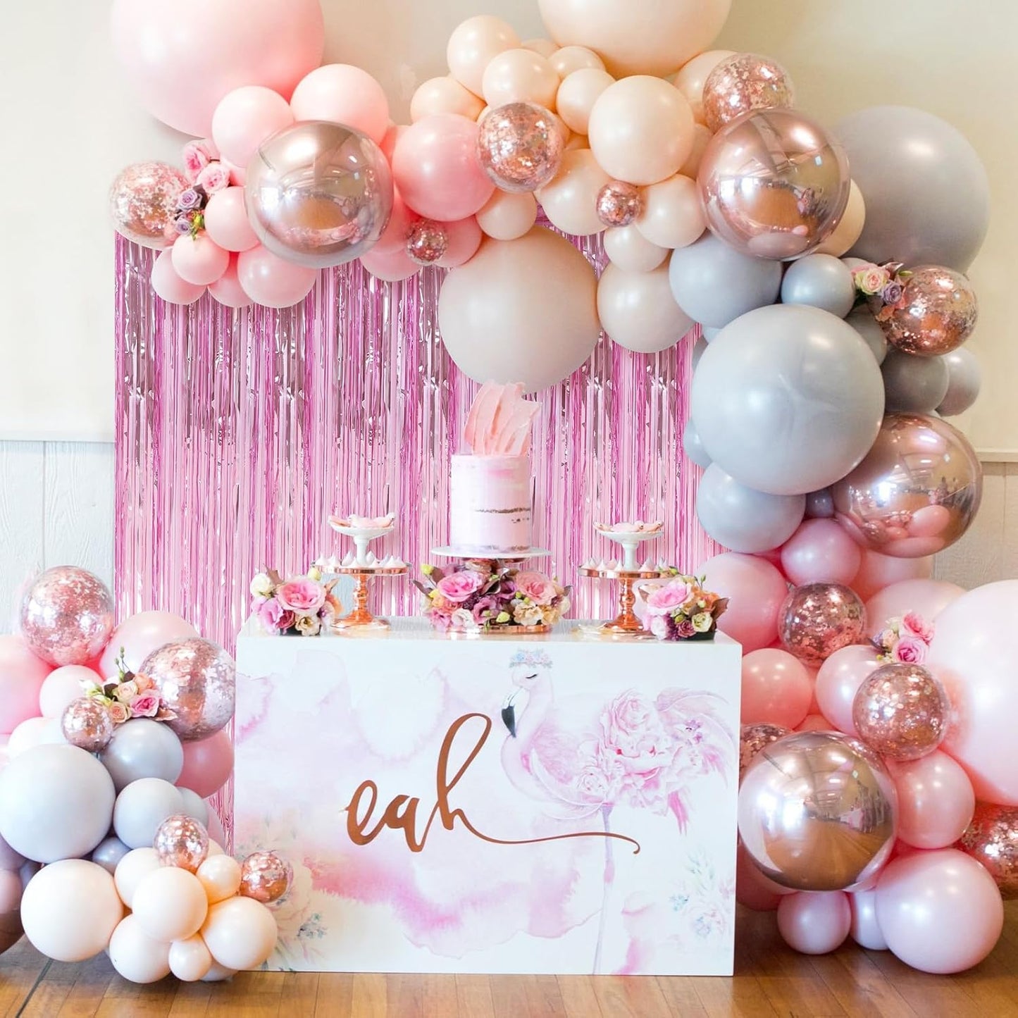 2 Pack Pink Foil Fringe Curtains Streamers Party Decorations 3.3 x 8.2 ft, Pink Tinsel Curtain Fringe Backdrop for Parties, Door Fringe Birthday Streamers, Barbie Backdrop Birthday Party Decorations