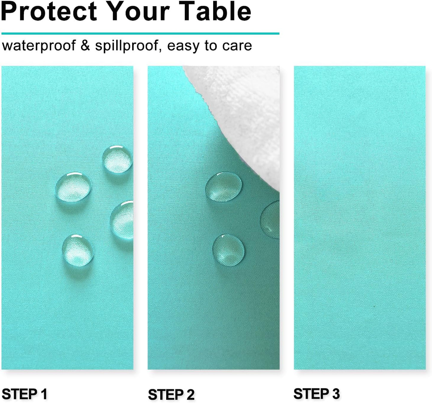 Hiasan Light Blue Square Tablecloth - Waterproof and Spillproof Restaurant Washable Polyester Table Cloth for Dining Room, 54 x 54 Inch