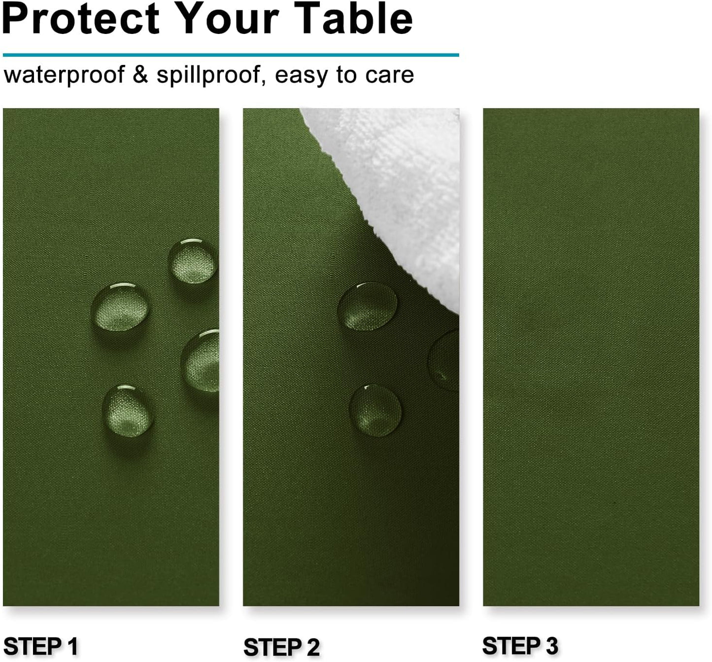 Hiasan Olive Green Tablecloth for Rectangle Tables - Waterproof Washable Polyester Fabric Table Cloth for Buffect Dining Birthday Party Wedding, 54 x 120 Inch