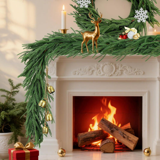 Artificial Norfolk Pine Garlands,Real Touch Artificial Greenery Garland for Table, Mantle, Wall,Indoor Outdoor Holiday Winter Christmas Decorations (4, 6FT)