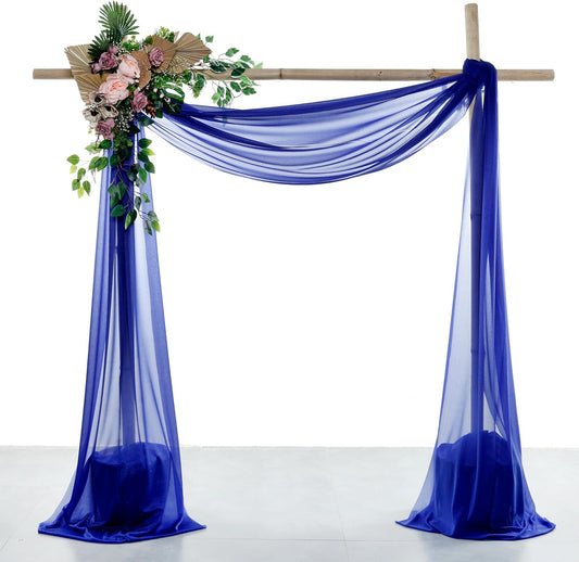 VDS Pack of 2 Panel (30 Inch X 40 Feet) Wedding Arch Draping Fabric Sheer Chiffon Fabric Drapery for Wedding Ceremony Reception Swag Backdrop Canopy Chuppah ARBO Altars Decoration (Royal Blue)