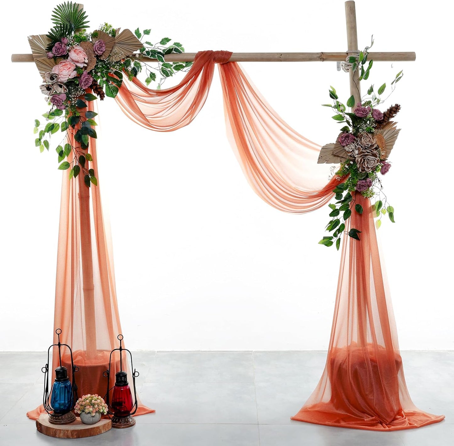 VDS Pack of 1 Panel (30 Inch X 30 Feet) Wedding Arch Draping Fabric Sheer Chiffon Fabric Drapery for Wedding Ceremony Reception Swag Backdrop Canopy Chuppah ARBO Altars Decoration (Terracotta)