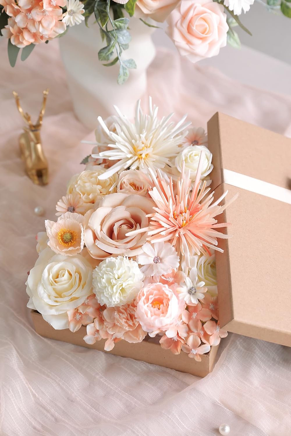 Serra Flora Artificial Flowers Combo Box Set Faux Flowers Bulk Flower Leaf with Stems Arrangements for DIY Wedding Bouquets Party Table Centerpieces Home Decorations Indoor Outdoor