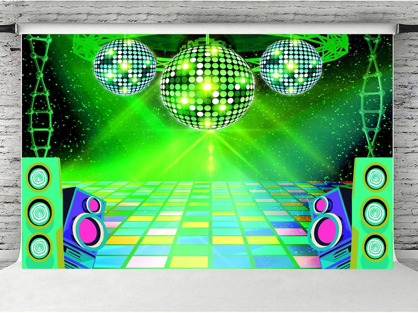 Dance Party Backdrop Retro 80s 90s Theme Stage Dance Ball Music Birthday Party Decoration DJ Photography Background 12 x 10 ft for Baby Shower Picture Photo Shoot Polyester Fabric,Purple