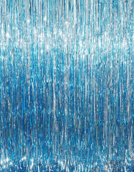 GOER 3.2 ft x 8.2 ft Metallic Tinsel Foil Fringe Curtains Party Photo Backdrop Party Streamers for Birthday,Graduation,New Year Eve Decorations Wedding Decor (Light Blue,5 pcs)