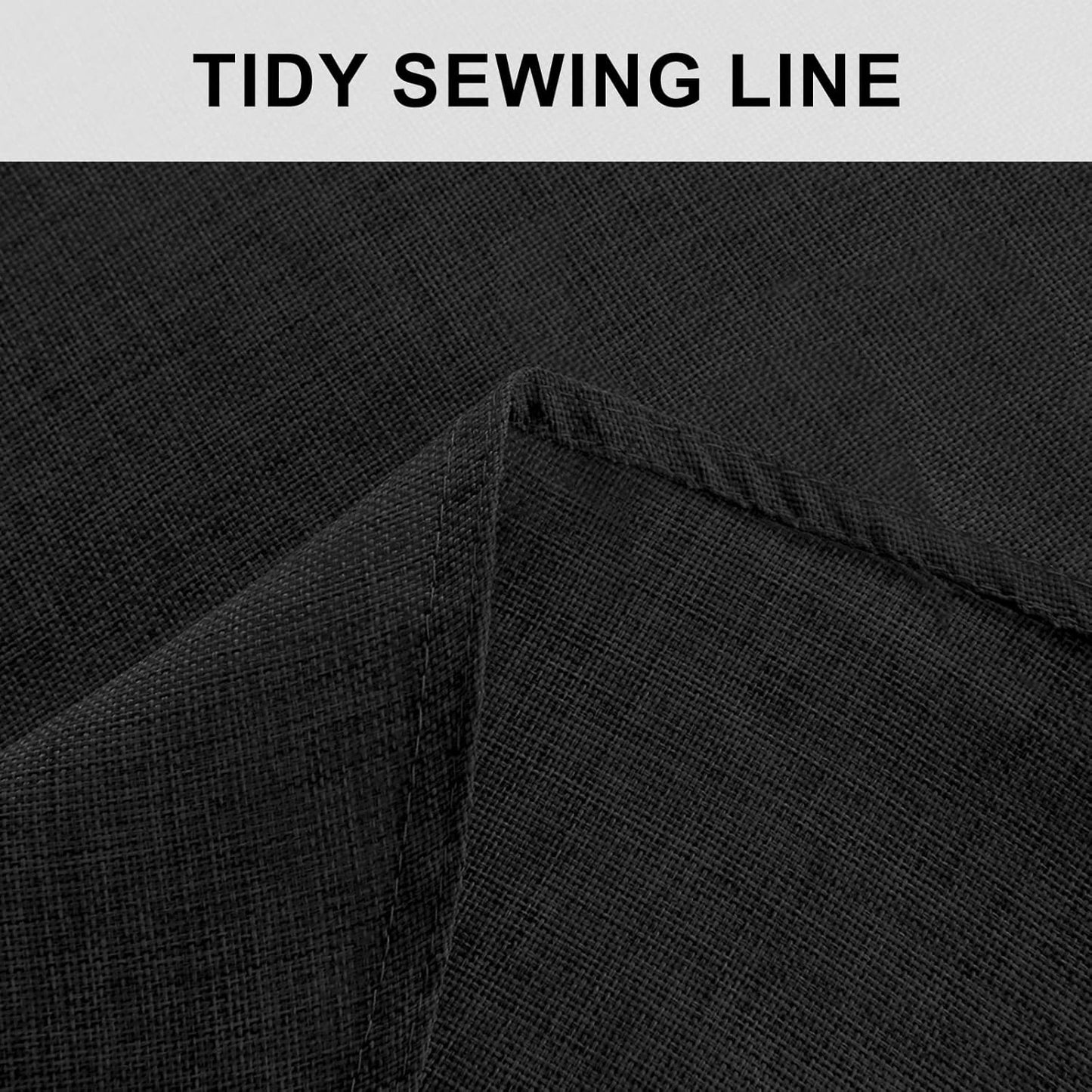 Hiasan Round Linen Tablecloth 90 Inch - Wrinkle and Stain Resistant Washable Polyester Fabric Table Cloth for Dining Room Kitchen Party, Black
