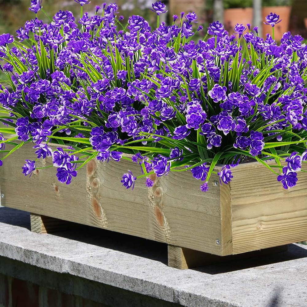 10 Bundles Artificial Daffodil Outdoors Flowers (Blue)