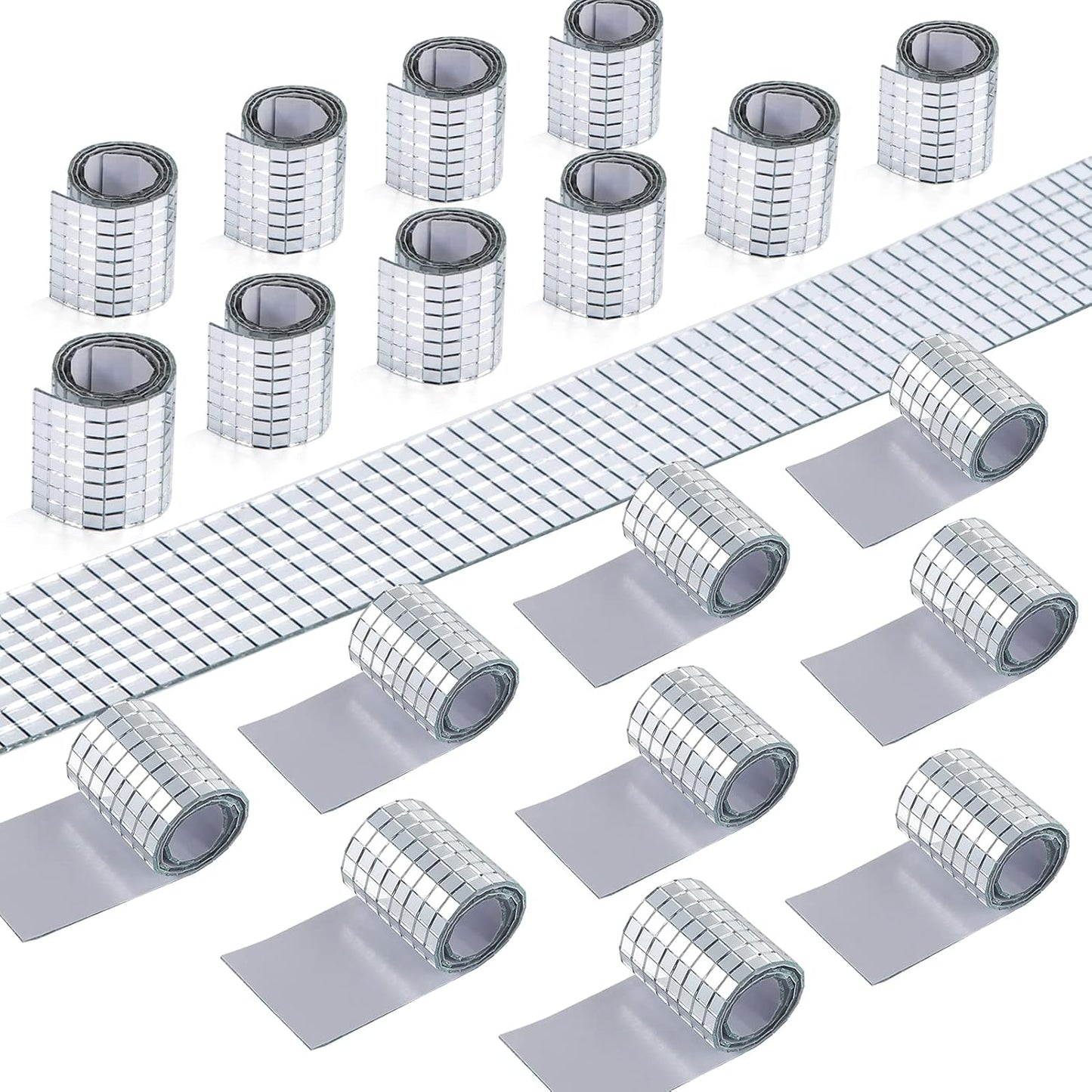 PP OPOUNT 9440 PCS Self Adhesive Mirror Mosaics Sheets, 5 x 5 mm Silver Mirrors Mosaic Square Glass for Craft,Home Decorations