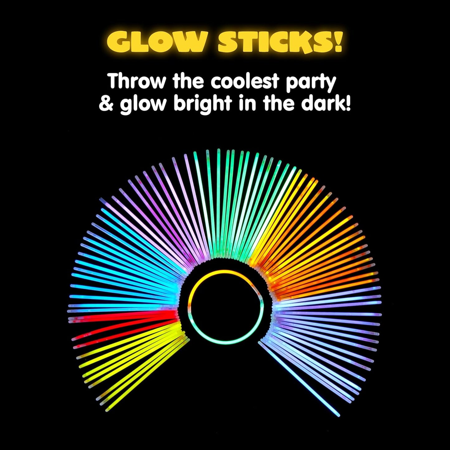 JOYIN 100 Pcs 8" Glowsticks, Halloween Supplies Pack, Bracelets Necklaces, Glow in the Dark Party Favors, Easter, Christmas, Football Party Supplies