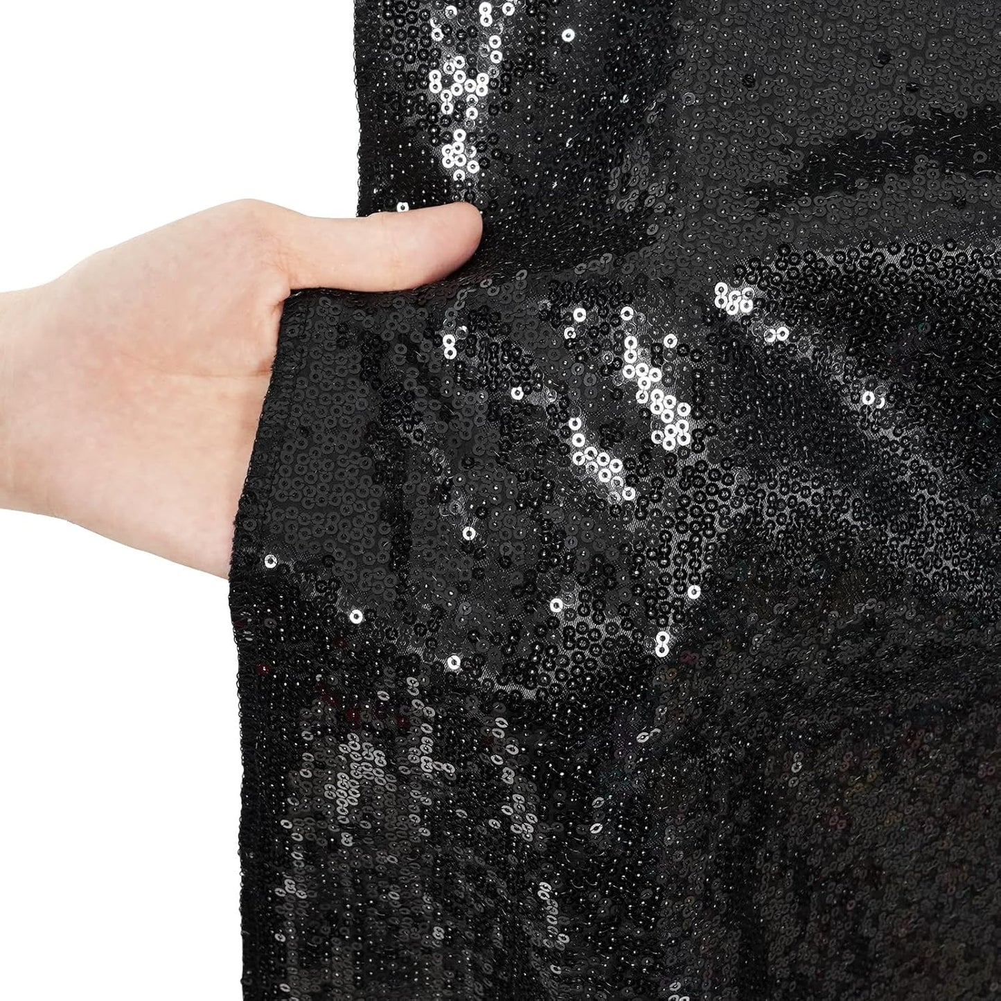 Poise3EHome 7Ft x 7Ft Black Sequin Backdrop, Glitter Thick Satin Sequin Background Drapes, Sequence Xmas Thanksgiving Backdrop for Wedding Party Holiday Festival Decor